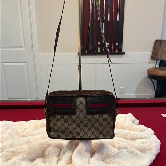 Gucci Handbags - Gucci Monogram Crossbody Bag - Brown